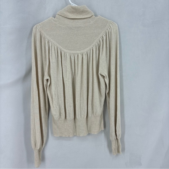 Madewell Women’s Medium Shirred Balloon Sleeve Turtleneck Sweater Cream Knit - Picture 3 of 11